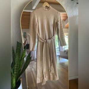 Vintage Crocheted dress with belt zipper back